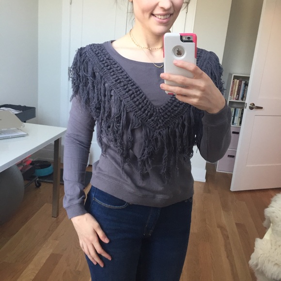 Urban Outfitters Macrame Fringe Sweatshirt - Picture 2 of 8